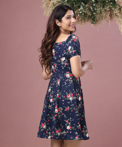Tiny Rose Printed Off Shoulder Dress